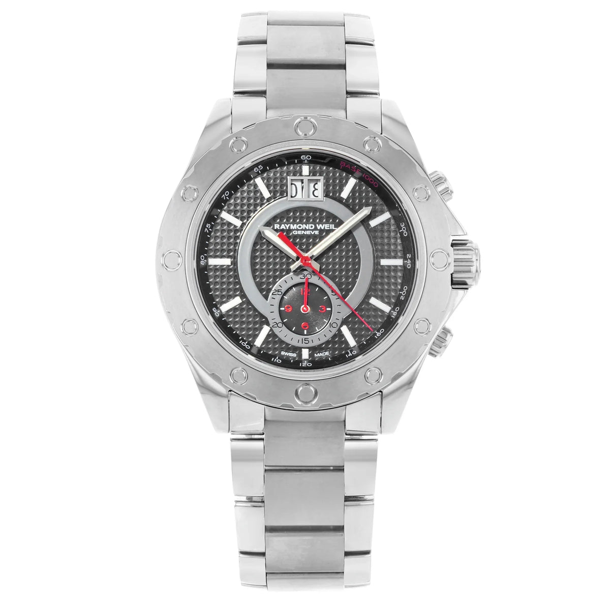 Watch Steel RW Dial 8600-ST-20001 Chronograph Raymond Sport Mens Weil Black