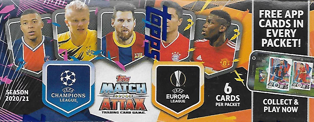 Soccer 30 Display 2020 2021 Topps Pack Champions Box League with Match Attax Shiny Cards UEFA