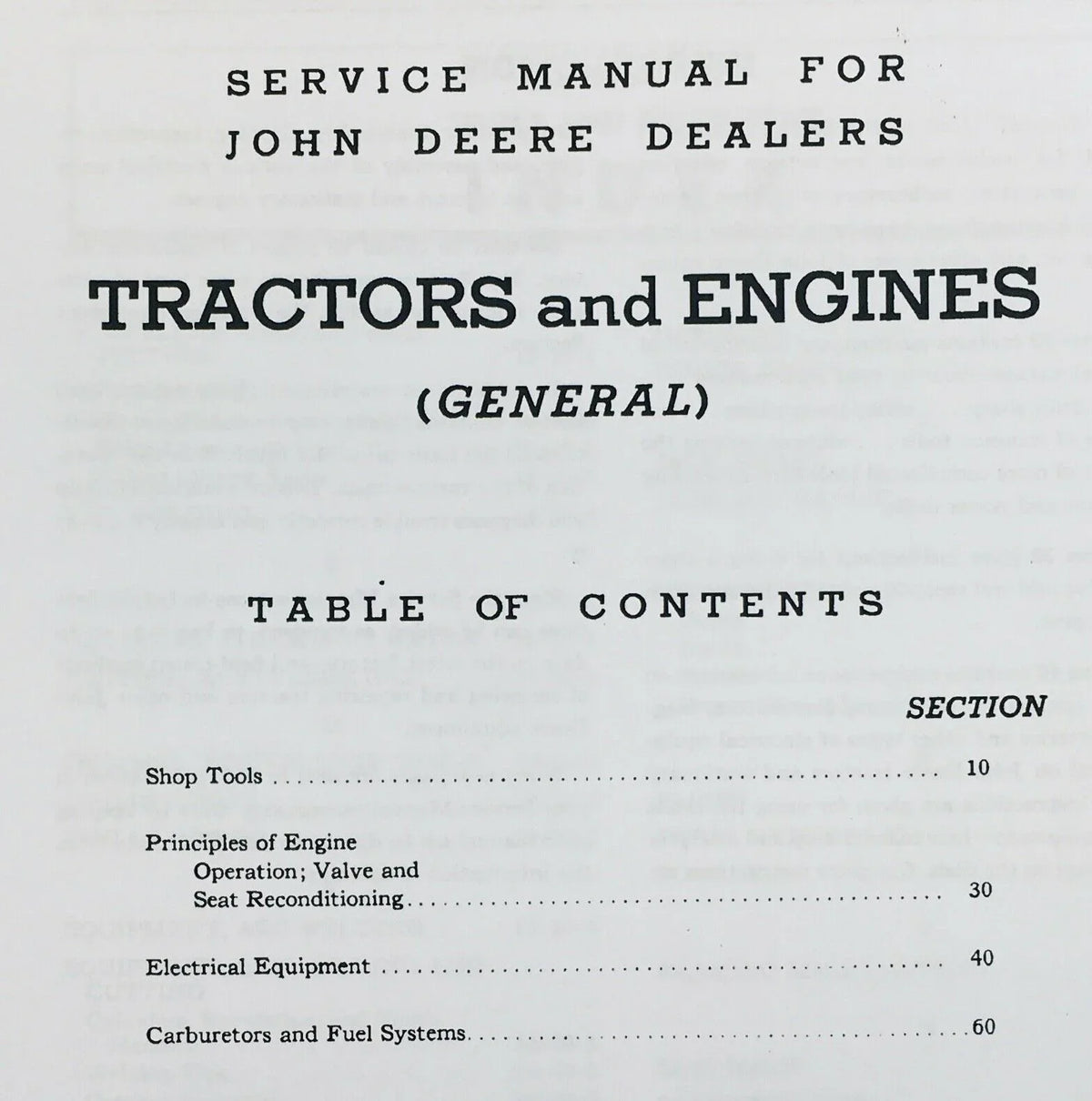 Tractors Engines Deere Sm-2000 General John Service For Manual &