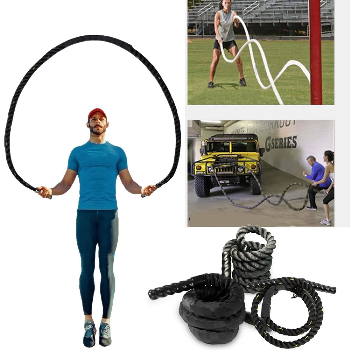 Muscle, Workouts inch Ropes Home 30 Heavy Battle - Polyester ft Body Workout Rope for 1.5 Building Black