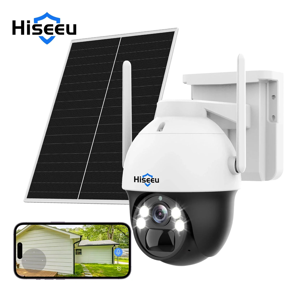 Hiseeu Camera,360 Rechargeable Wireless Night 2K/3MP digital Slot,Smart Vision,Spotlights,SD AI Detection Card Battery Solar zoom,2-Way View Audio,Color Security Pan/Tilt,8X