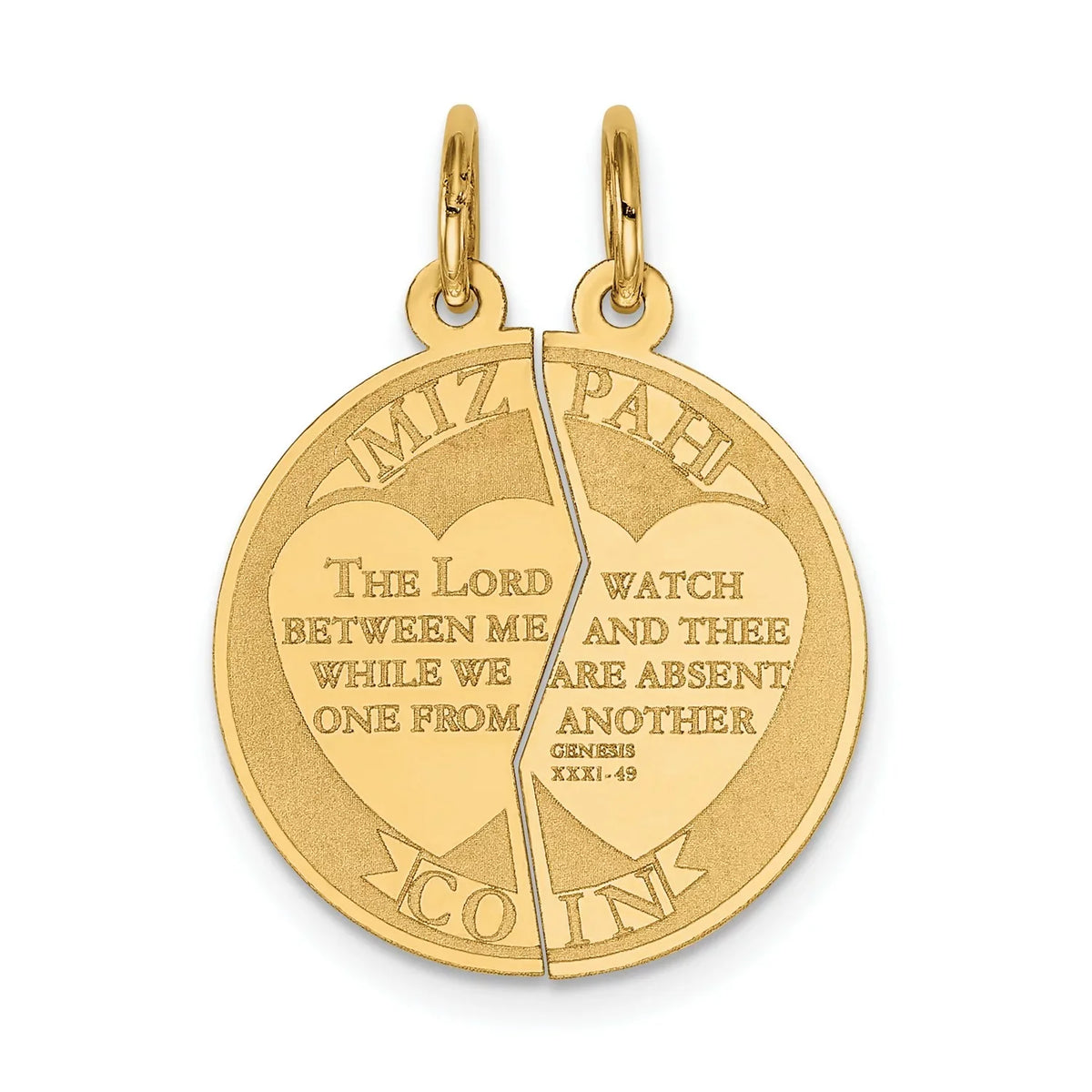 Emotional x 20 31:49 mm Round Yellow Genesis Charm Mizpah Apart 26 Break Words Bond Coin mm On 14k Gold