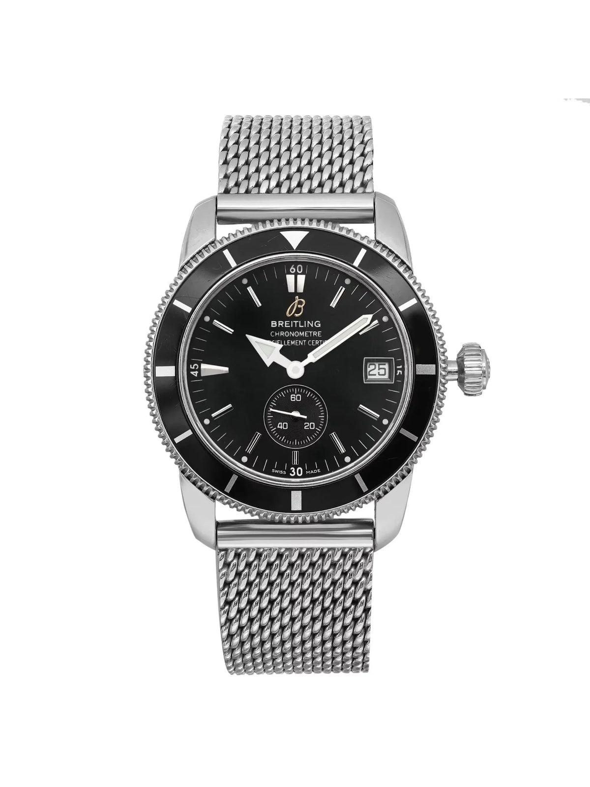 A3732024-B869SS Dial Breitling 38mm Mens Heritage Watch SuperOcean Black Steel