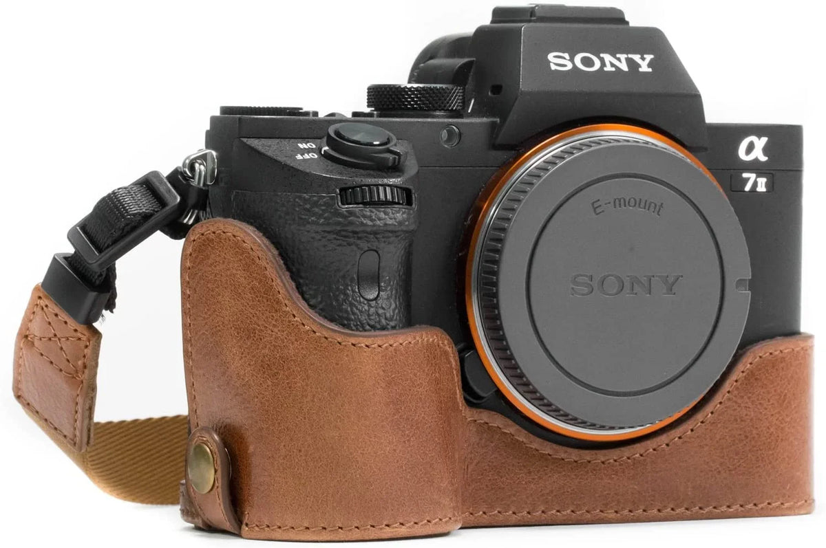 A7 A7R Dark II, II Sony MegaGear II, A7S - Brown Alpha Camera Strap Case and Half Genuine MG1130 Leather