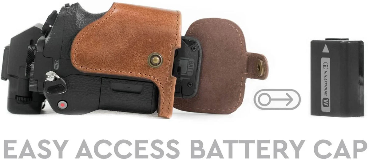 A7 A7R Dark II, II Sony MegaGear II, A7S - Brown Alpha Camera Strap Case and Half Genuine MG1130 Leather
