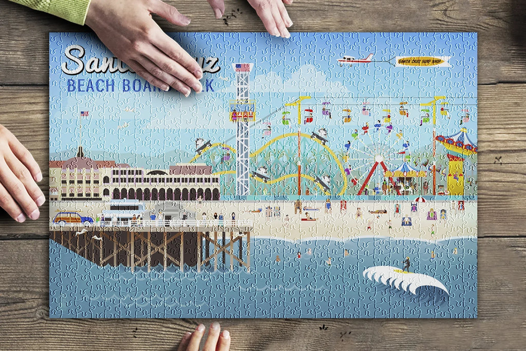 Santa Piece Retro USA) (19x27 for Premium inches, Cruz, in Made Adults California, Puzzle Scene 500 Family, and Jigsaw
