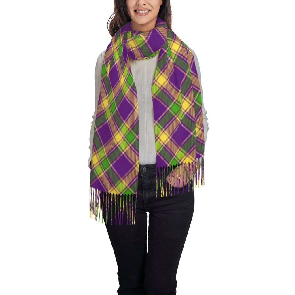 Art Bingfone Plaid Mardi Scarves Scarf Women Gifts- Large Print Gras Cashmere Wrap Soft Elegant Warm Shawl Winter For Feel