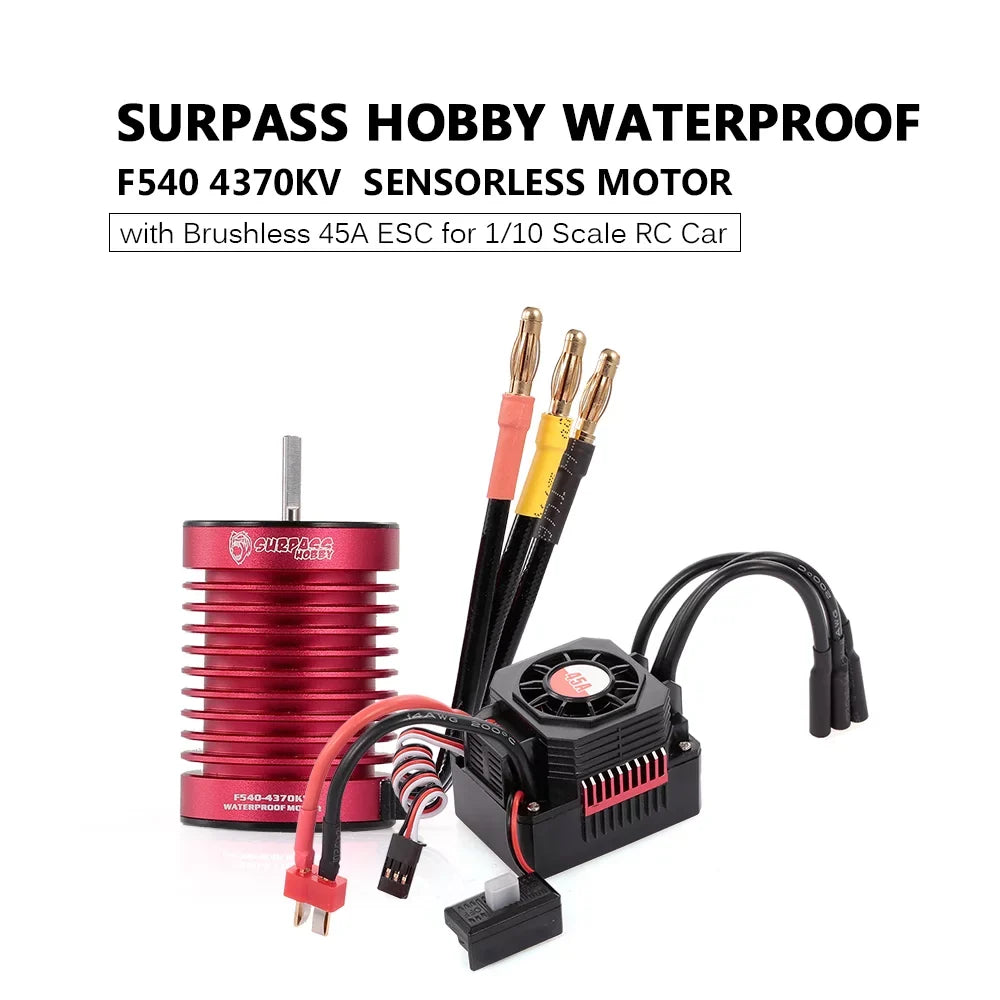 BEC HOBBY SURPASS RC 45A Waterproof 4370KV for with Brushless ESC Car Eccomum 1/10 Truck Motor F540