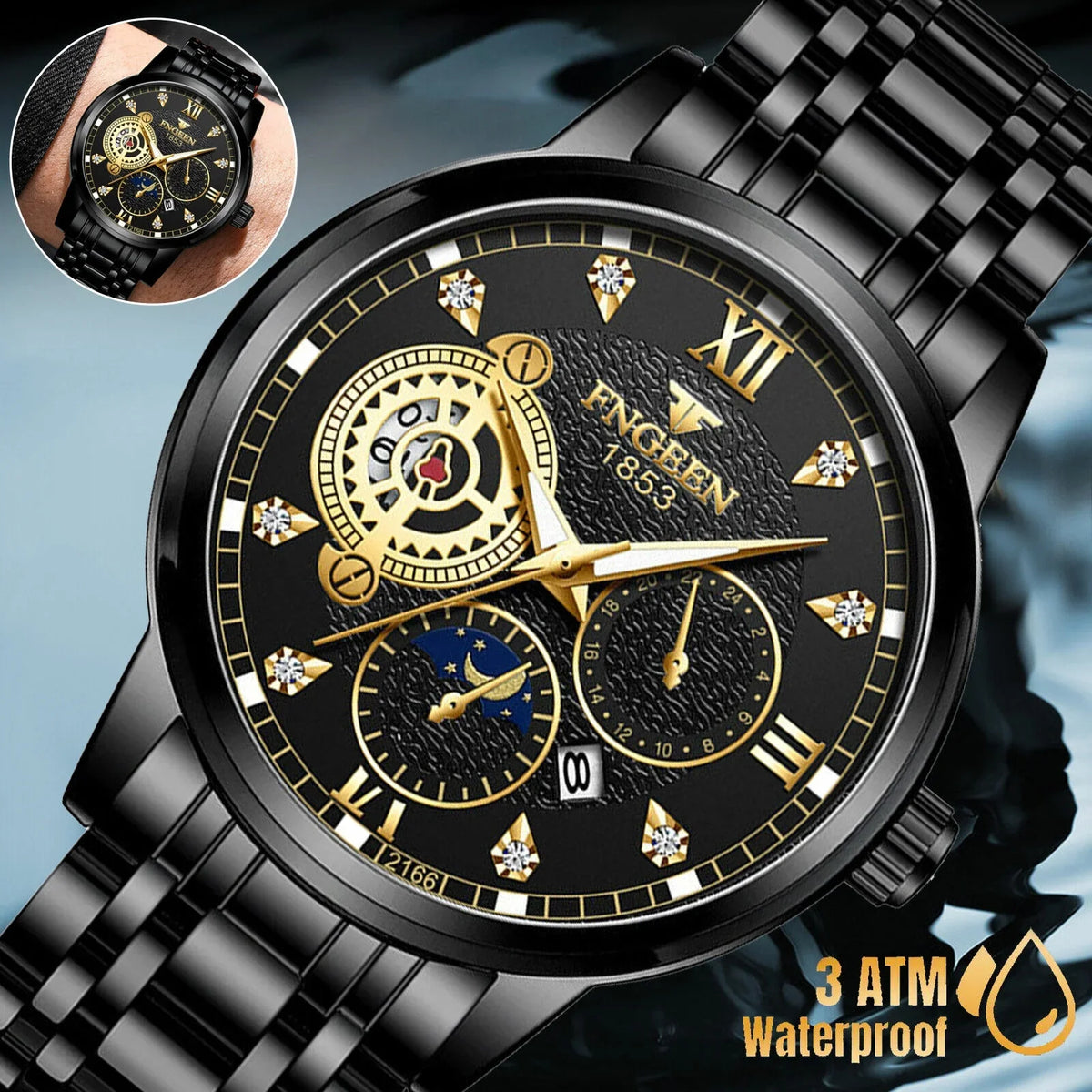 Luxury Wristwatch Classic Waterproof Quartz Men's Steel Stainless Watch Luminous