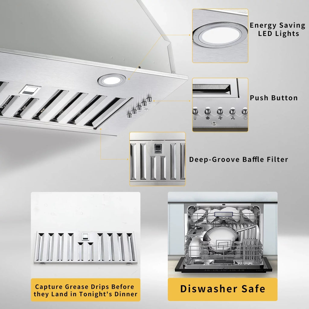 Cfm Built Integrated Range Vent Range Cabinet in 20 Hood Non-Ducted 600 Hood 3-Speed inch