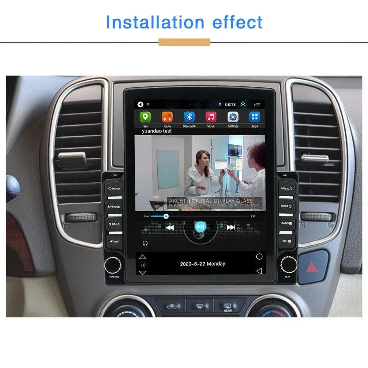 9.7" Screen FM Music GPS Touch Navigation Universal Bluetooth KingFurt Reversing Input Radio Camera Car Stereo