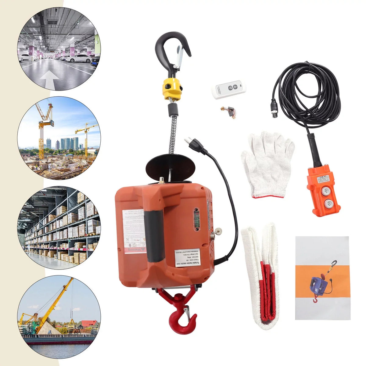 Hoist 110V Winch Portable Electric Kit 3-in-1 LBS ZhdnBhnos Remote Lift Control Wireless Crane 1100