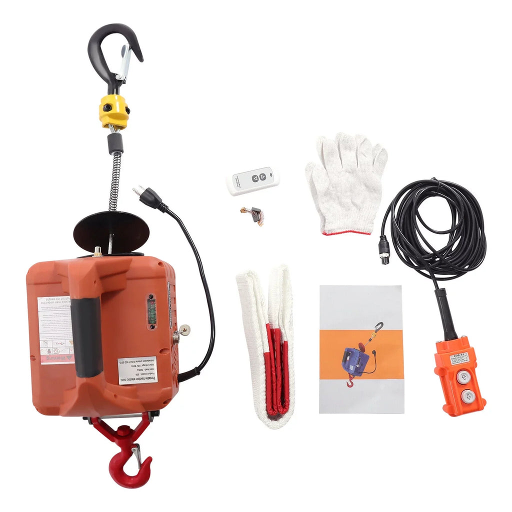 Hoist 110V Winch Portable Electric Kit 3-in-1 LBS ZhdnBhnos Remote Lift Control Wireless Crane 1100