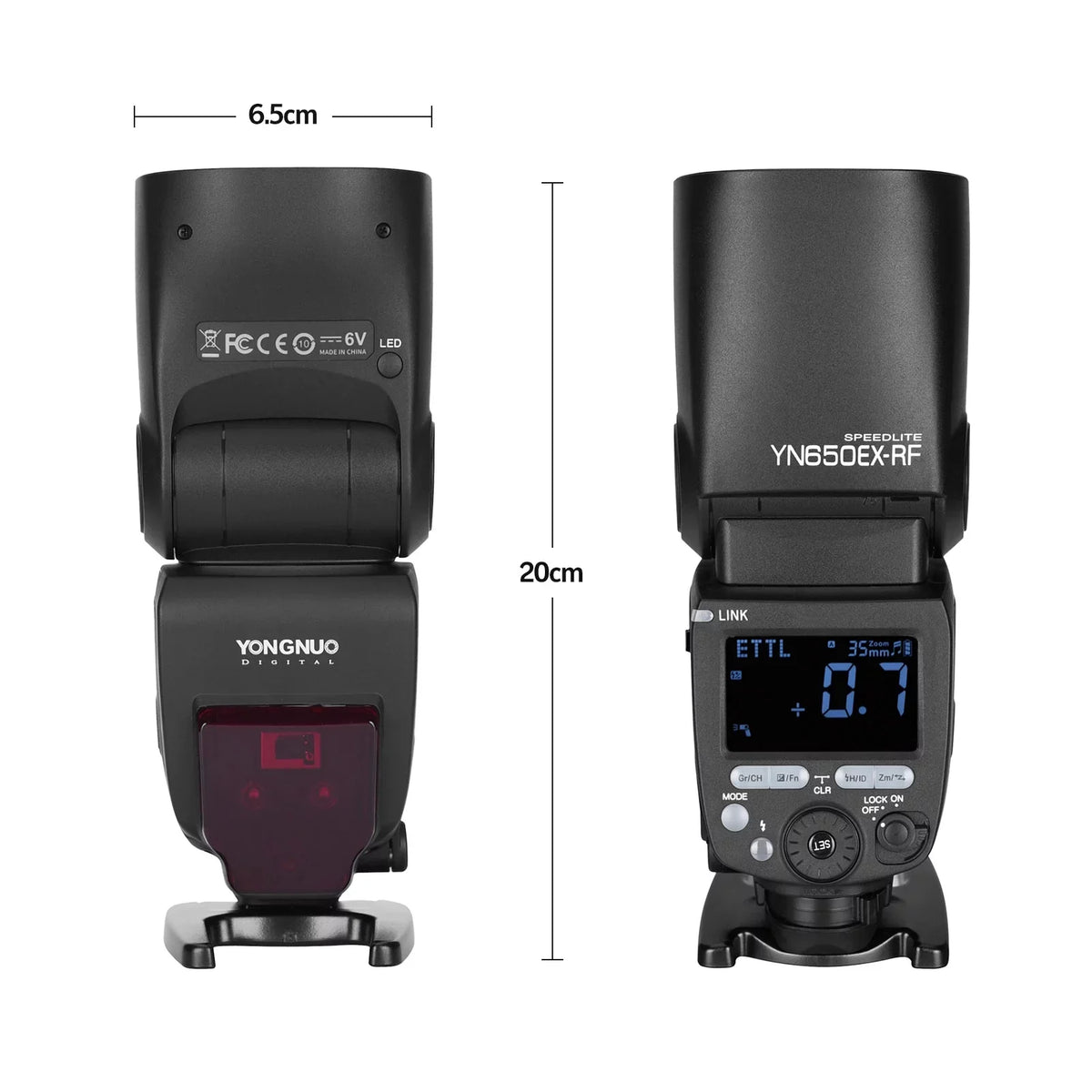 Shoe Display for III, 7DII, 60D, 2.4G YN650EX-RF High-speed , Camera 5DII, Flash with YONGNUO 6DII, Hot 6D, LCD Canon Sync ETTL Replacement Speedlite 7D, Built-in Wireless 1/8000s Speedlight