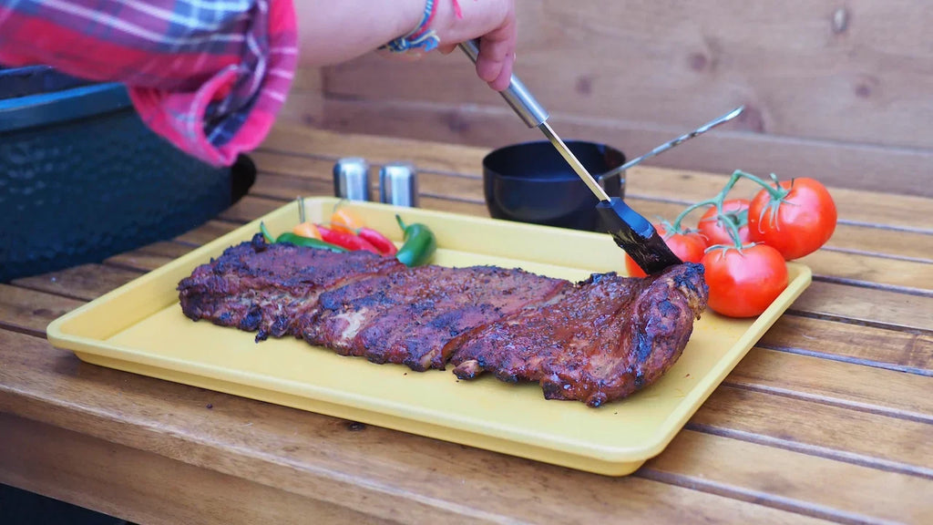 Sauce Brush 3pc Steel King Slot Large Set Basting Rib 6 Rack, Stainless Pan and PitMaster Combo
