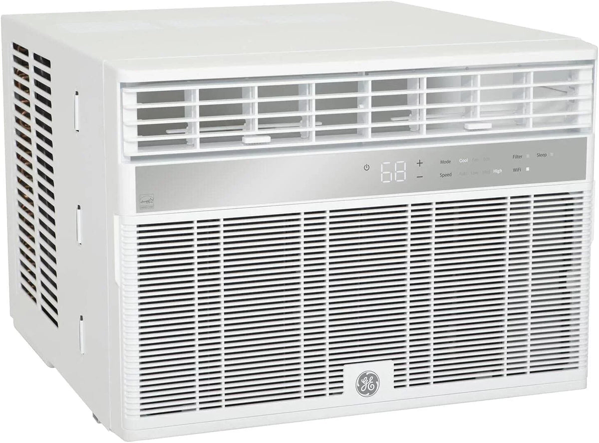 BTU Volts Capacity Connect Smart and Chassis Speeds Fixed Cooling 115 Fan CEER in with Wifi White 8000 AHY08LZ Conditioner 11.4 Air 3 GE Window