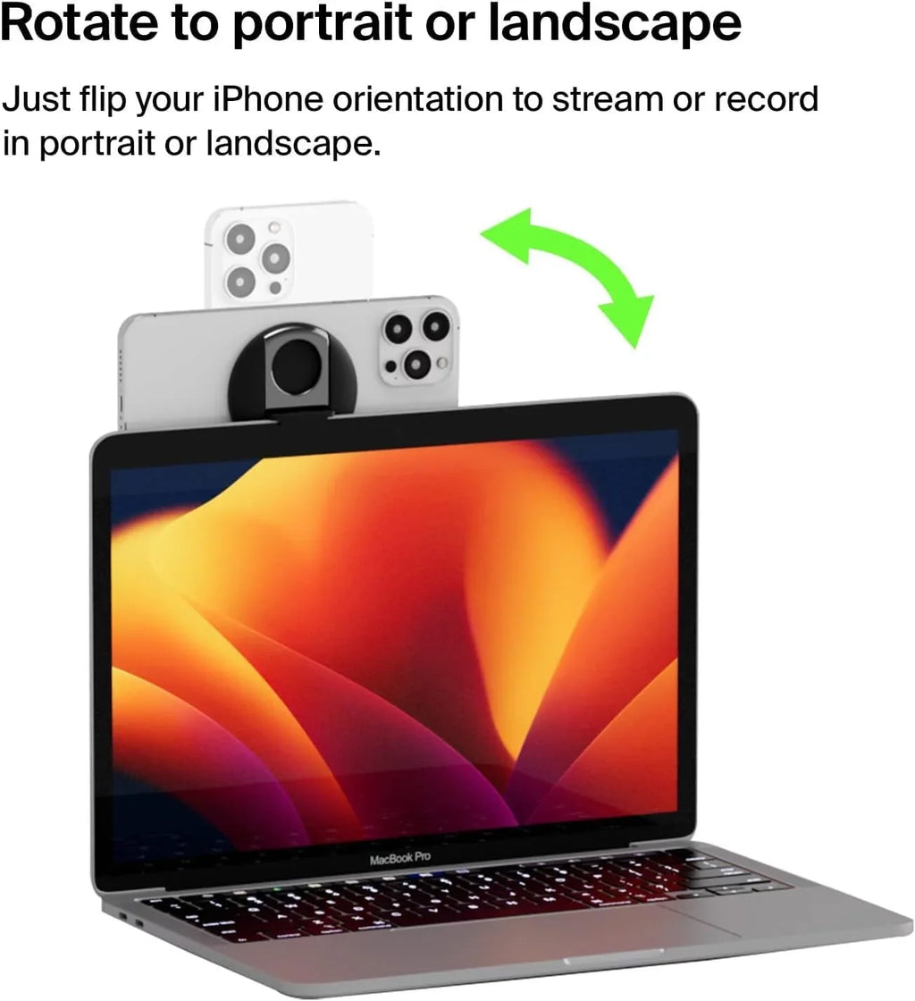 Mount, Continuity Turn to - 14, 13, 12 Black iPhone 15, iPhone Camera iPhone iPhone Compatible Pro, Air, Webcam, MacBook, with MacBook for Mount iPhone iPhone Camera Belkin iPhone MagSafe