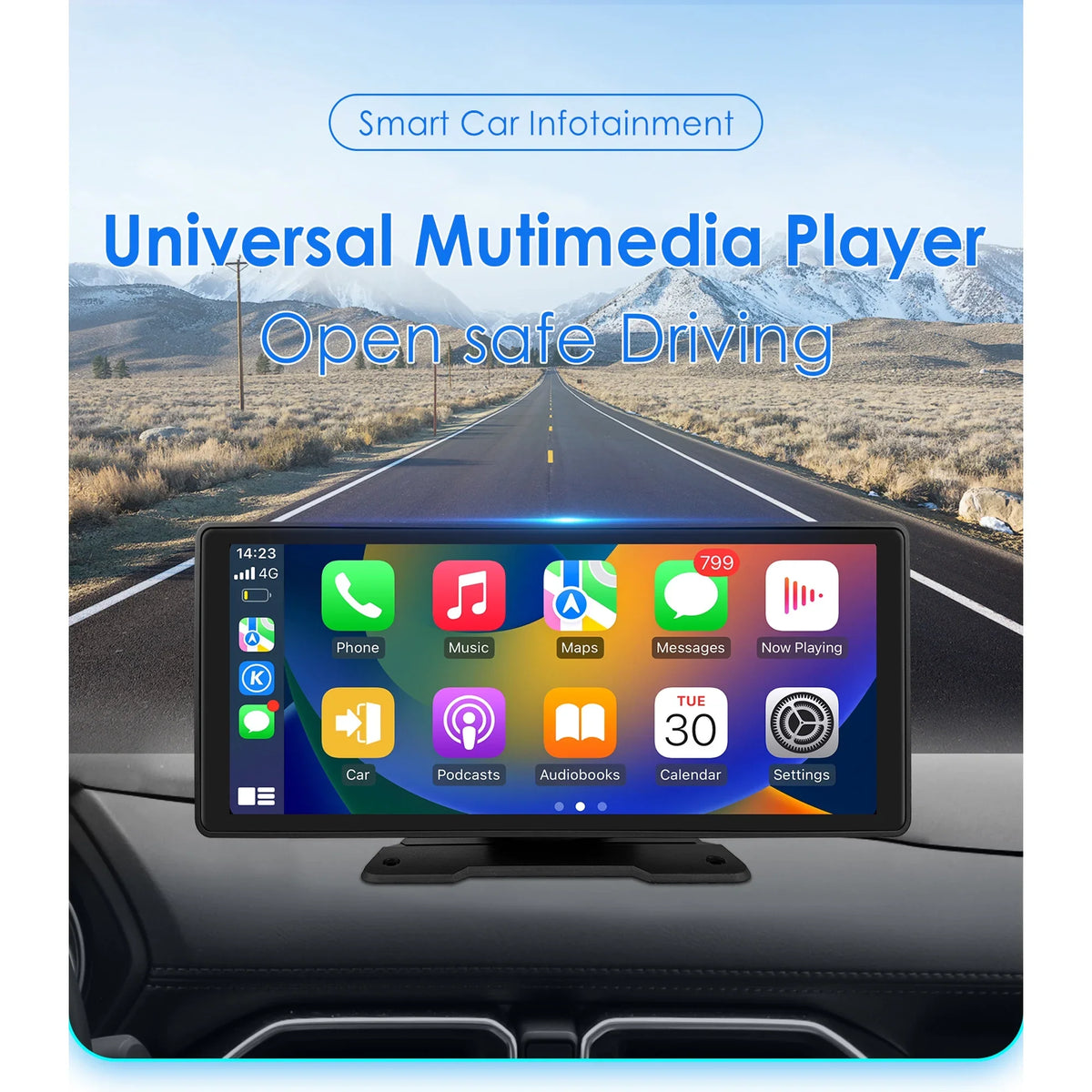 Head Android Adjustable Mirror Bluetooth FM Player GPS 10.26" Carplay Stereo 360° Auto Unit Radio Car Link Navigation Touchscreen