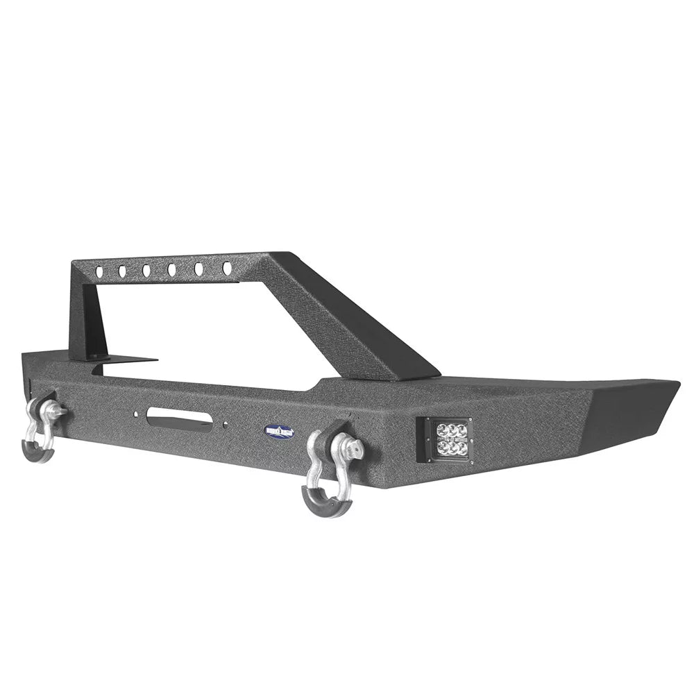 LED W/ Road Winch Front Steel Bumper & Jeep Cherokee XJ Fit 1984-2001 Hooke Spotlights Plate