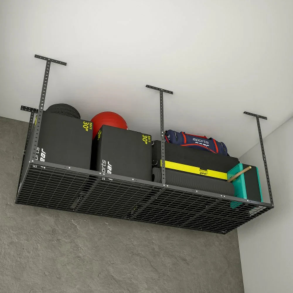 Systerm,Heavy Metal Ceiling 3x8ft Duty Storage Racks,660lbs Garage Storage Organization Weight Garage Storage Rack,Adjustable Garage Capacity,Black Overhead