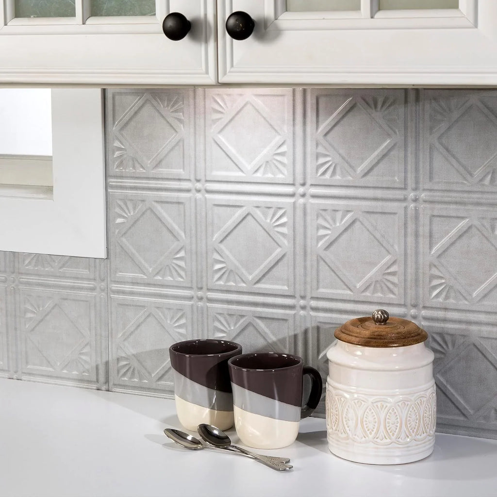 Style/Pattern 4 In Backsplash Sq Decorative Traditional Vinyl Ft 15 Kit Smoked Pewter