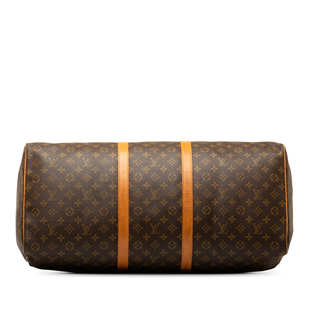 Canvas WeekenderBag Unisex Keepall Authenticated Bag Brown Vuitton Louis Monogram Travel Pre-Owned 60 (Fair)
