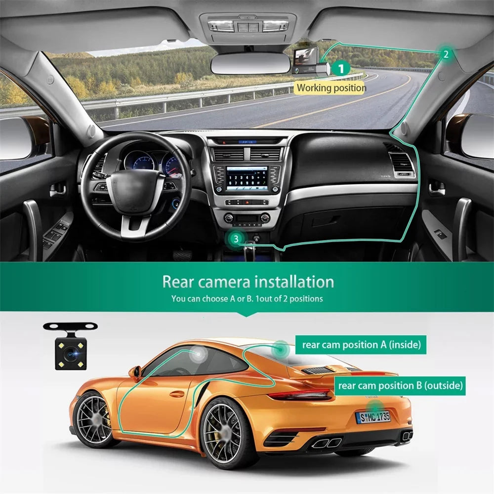 Video Gecheer 4in Cam Mirror Recorder Driving Clear 3 Recorder Safety Auto Cameras Car Dash Car Rearview Recording Car