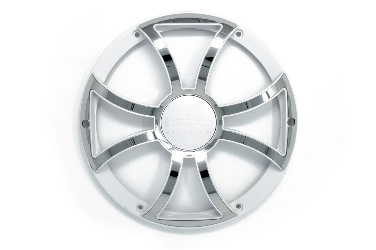 White Marine REVO Style Stainless XS the Wet 10 Inch Grill Sounds XS-W-SS Subwoofer w/ GRILL Open for REVO 10
