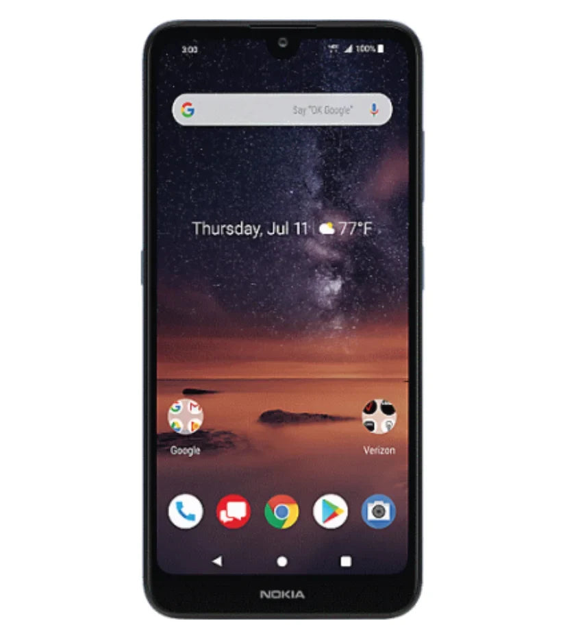 3V 16GB Verizon Refurbished Smartphone, Blue Nokia Prepaid TA-1153 -