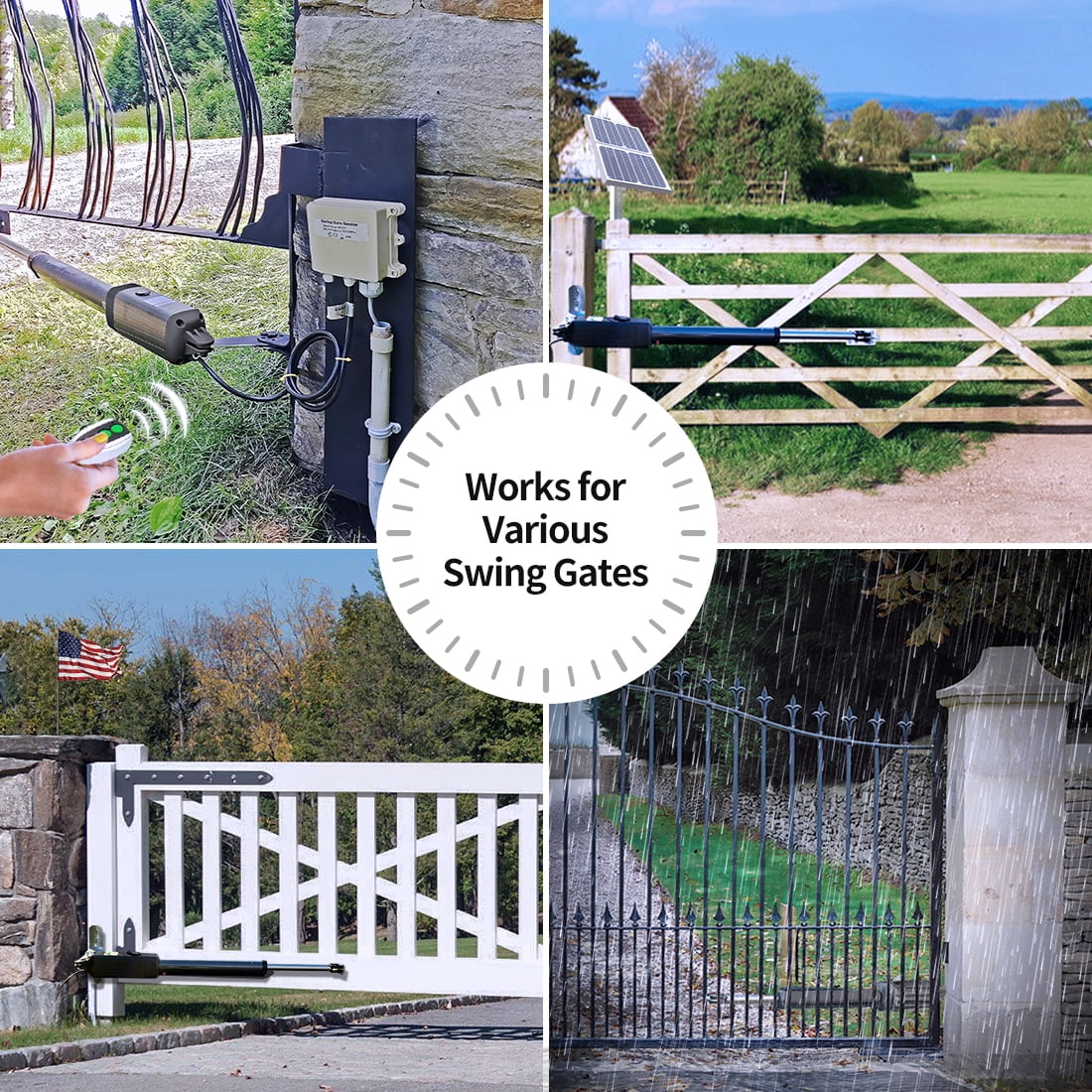 Motor Single for Solar Single with Kit Up A5S 16ft, Remote Duty Opener Gates Automatic Compatible TOPENS Gate Operator Medium Powered Control to Battery Swing Swing Gate Gate