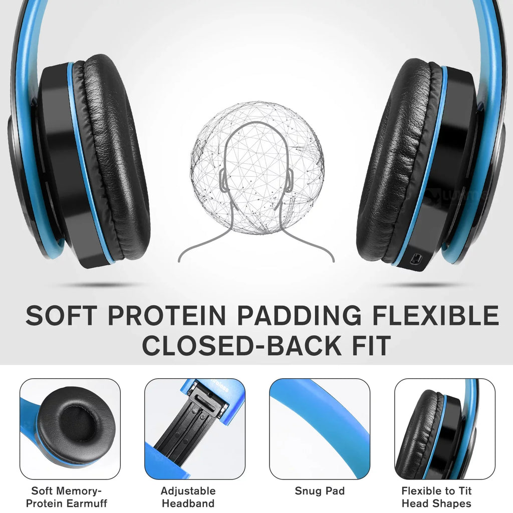 Headphones, D422 Bluetooth Blue, Over-Ear Noise-Canceling Luxmo