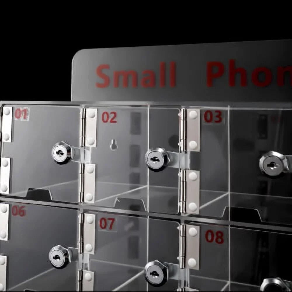 Slots Clear Storage Box 20 Cell Locker Thickened Keys Phone Cellphone w/ Acrylic