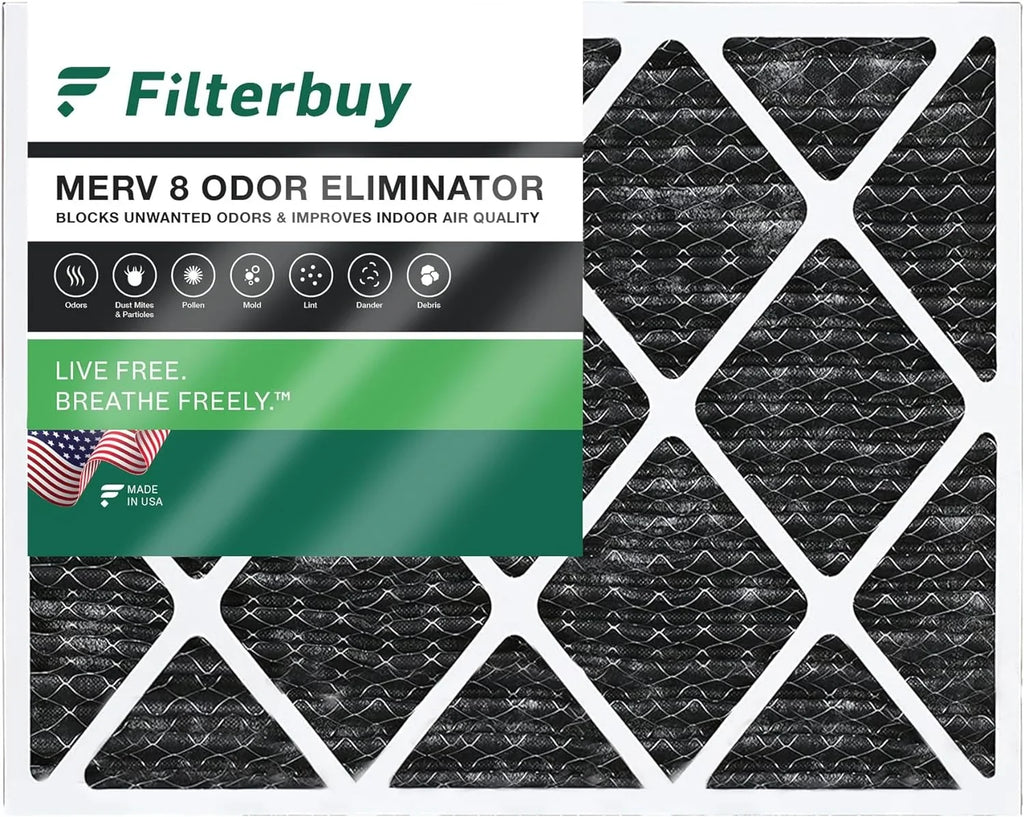 MERV 8 Activated Carbon Eliminator AC Pleated Filterbuy (1-Pack) Air 20x24x1 with HVAC Odor Furnace Filters