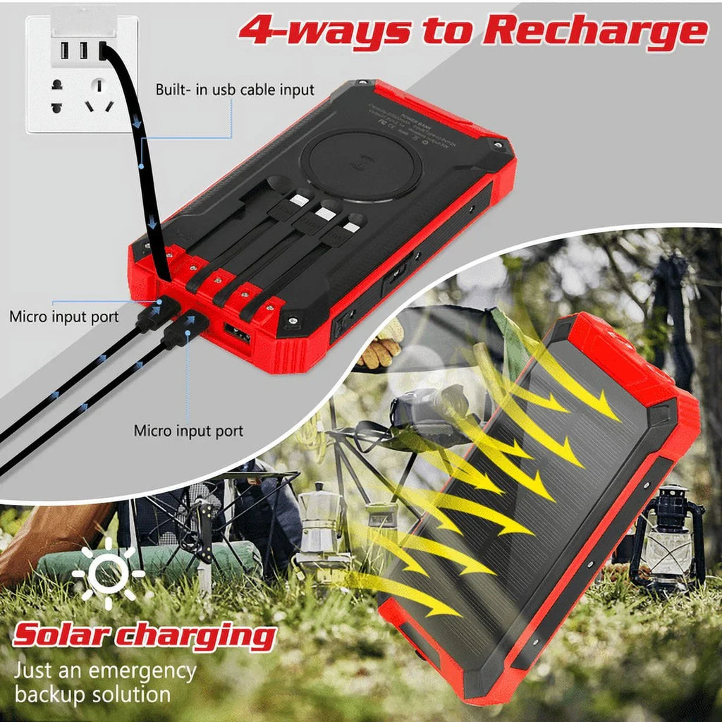 Charger IPX4 with 5V/3A Flashlight Bank 20000mAh Ulefone Qi LED Power For 6 4 Outputs 9 Waterproof Inputs C 3 Armor Battery Cables Port Built-in 15W External Solar Solar USB Wireless Portable