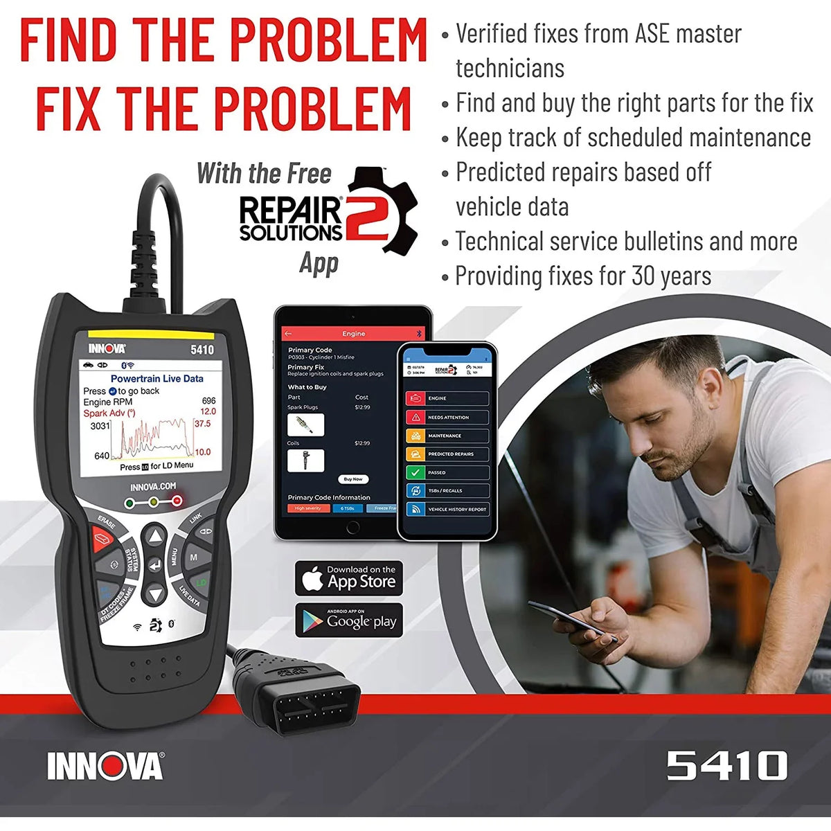 INNOVA CarScan Automotive Diagnostics Tool Reader 5410 Bluetooth Scanner Code