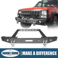 LED W/ Road Winch Front Steel Bumper & Jeep Cherokee XJ Fit 1984-2001 Hooke Spotlights Plate