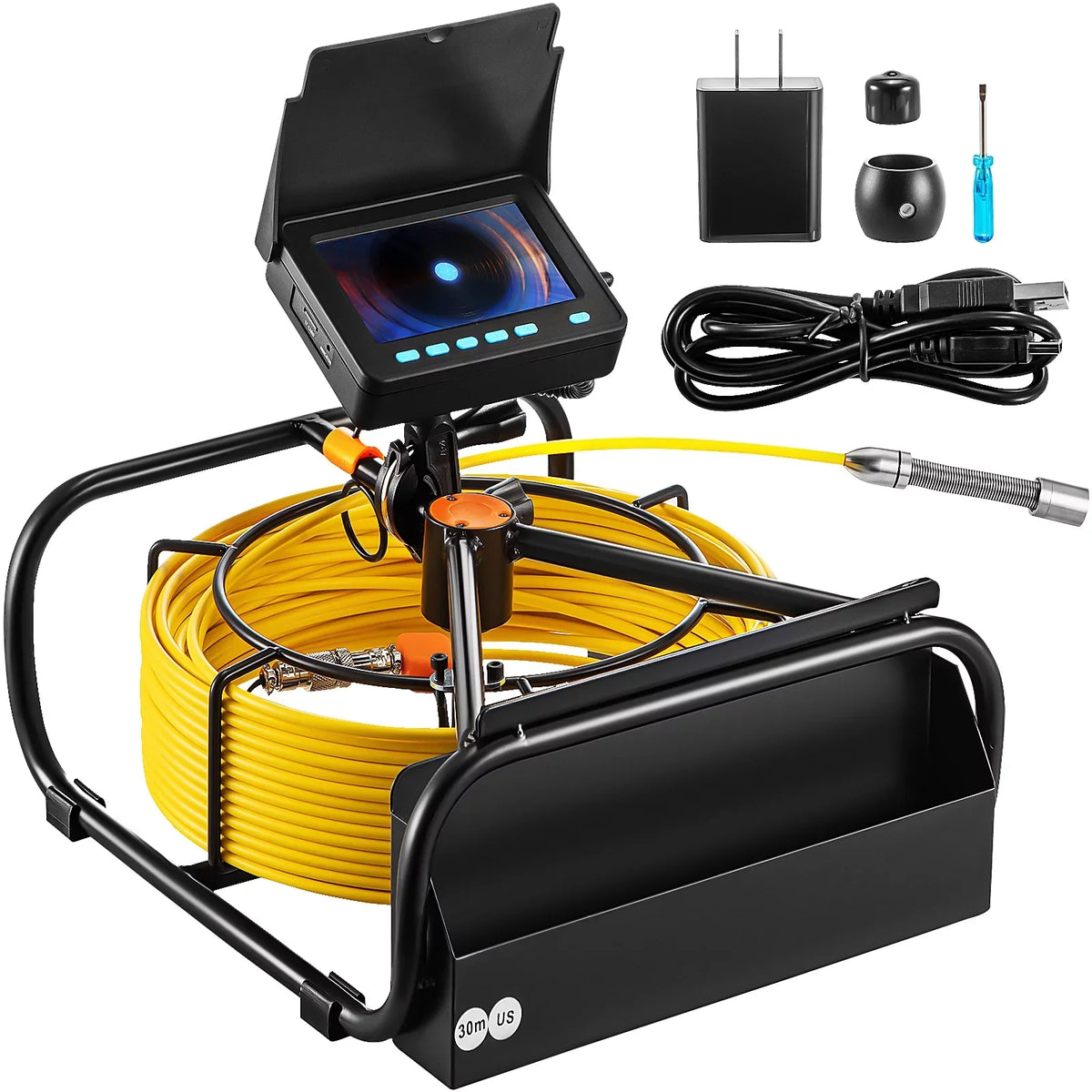 Camera LCD Pipeline Camera FT, Monitor with 6PCS BENTISM Lithium Sewer Function, Camera LED, Camera, 4.3 Inch 98.4 Duct 8500MAH Inspection DVR Battery, Inspection Pipe 30M TFT