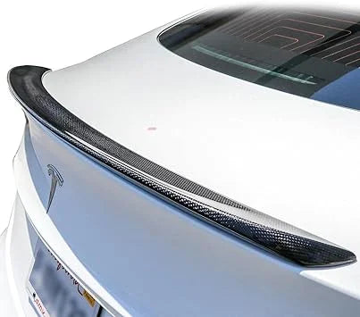 '- - Tape Factory - Rear Tesla Plastic Wing 2021 Cobra-Tek Gloss - - design 3 Black 3M Spoiler ABS - with Carbon A Grade 2017 Style Compatible Real Fiber Quality