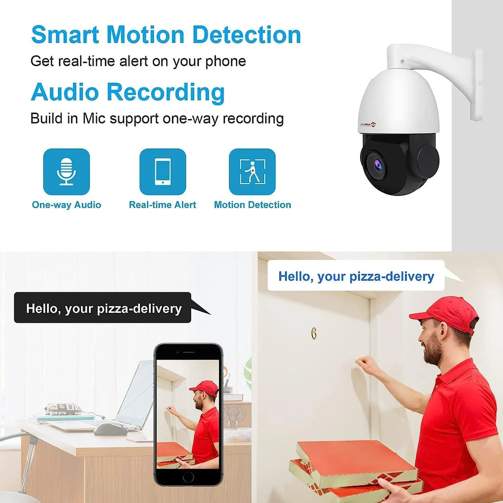 Vision, IP66 Indoor with Outdoor PoE Camera Metal, Security IR 360°/Tilt PTZ Anpviz Detection, Surveillance IP Person Optical PTZ IP Mic/Audio, 20X Night Waterproof Pan Vehicle 8MP Zoom, 90°, Camera