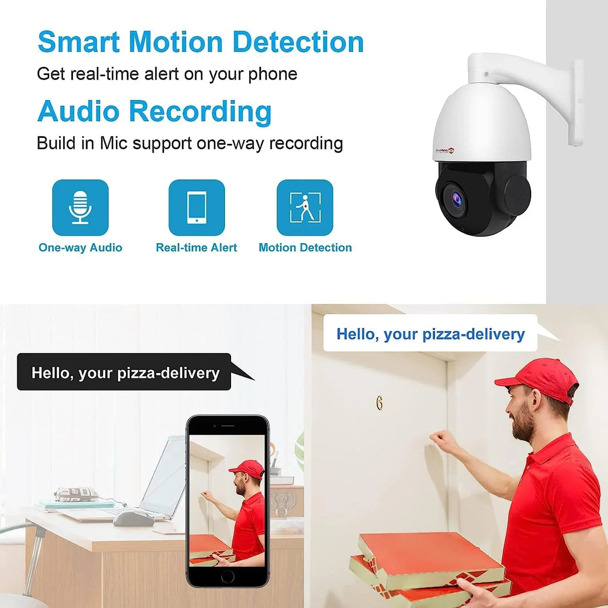 Vision, IP66 Indoor with Outdoor PoE Camera Metal, Security IR 360°/Tilt PTZ Anpviz Detection, Surveillance IP Person Optical PTZ IP Mic/Audio, 20X Night Waterproof Pan Vehicle 8MP Zoom, 90°, Camera
