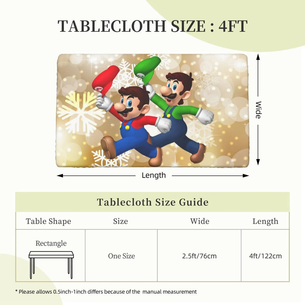 Cover Mario For Table Elastic Tablecloth Edged Dining Rectangle Fitted 2.5X4ft Bros Kitchen Reusable Party Luigi's Mansion