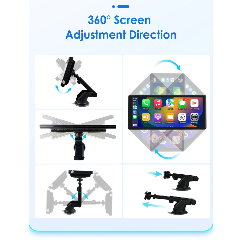 Head Android Adjustable Mirror Bluetooth FM Player GPS 10.26" Carplay Stereo 360° Auto Unit Radio Car Link Navigation Touchscreen