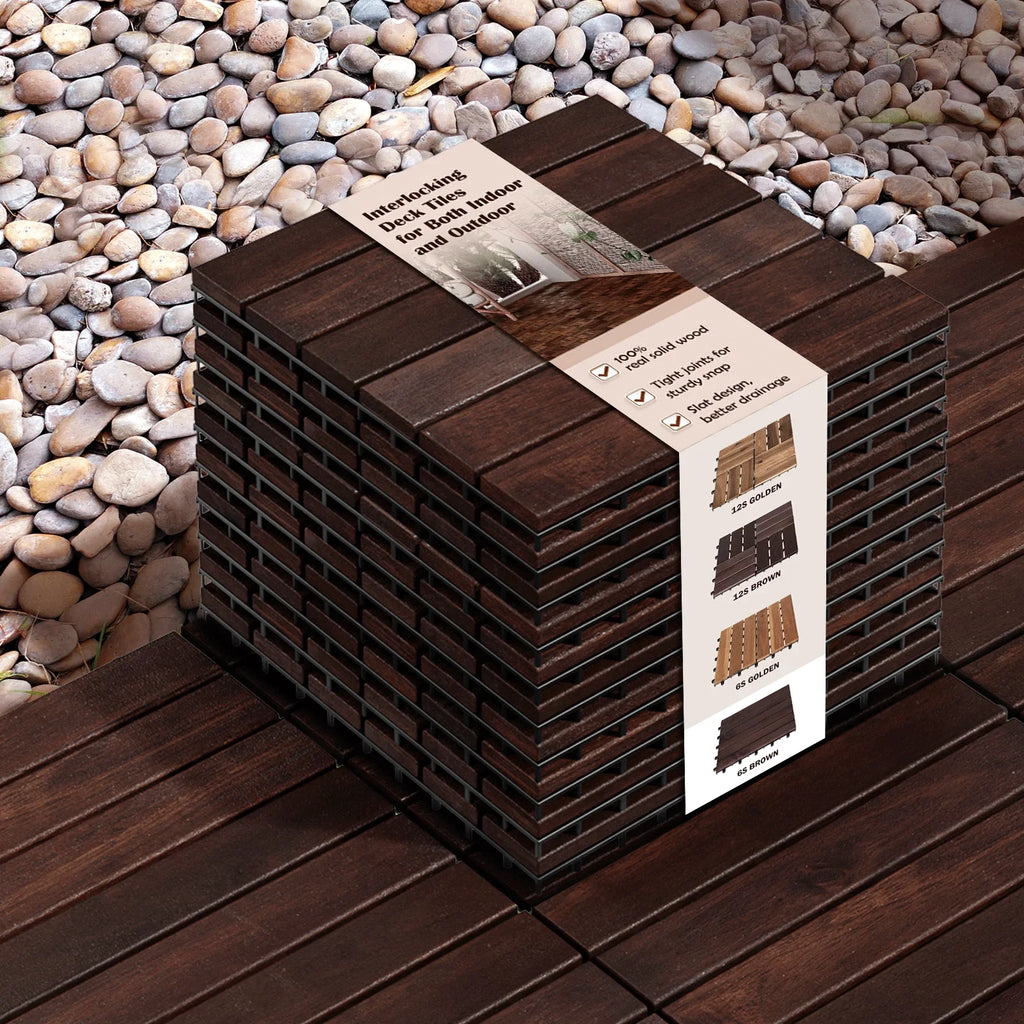 '- 6 Slats, Dark Idzo Brown Tiles Decking