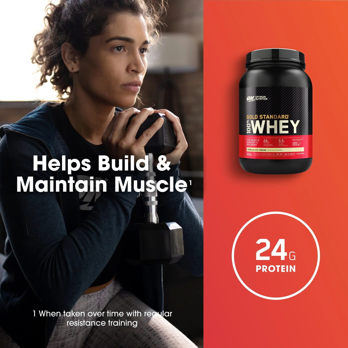 Vanilla Standard Protein Nutrition, Cream, 100% Whey Gold Ice 2 lb, Servings 29 Optimum Powder,