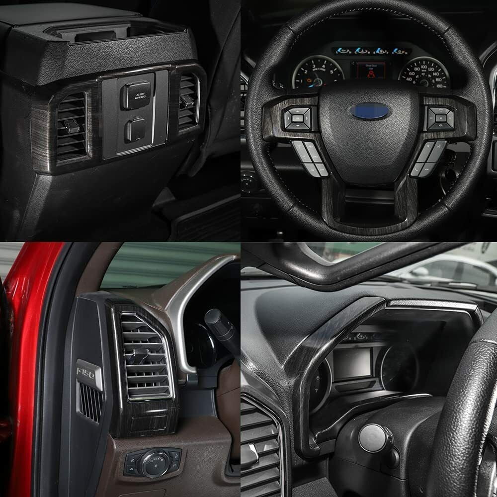 Center 15+ Interior Console F150 Teledu Cover Wood Accessories Black Trim Kit