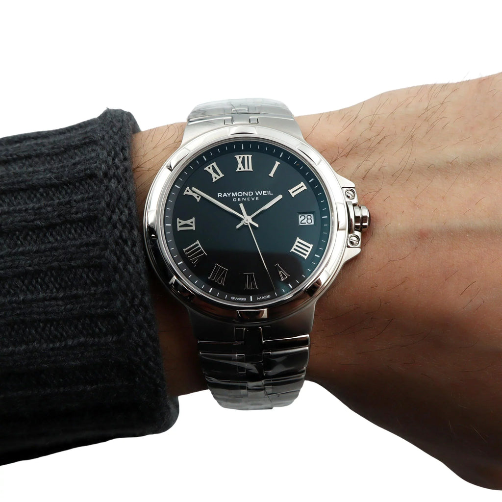 Watch 5580-ST-00208 Raymond Parsifal Quartz Stainless Black Dial Mens Steel Weil