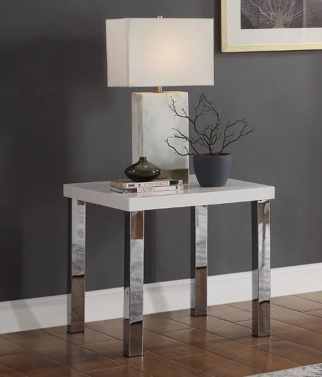 Gloss Chrome High White & Harta ACME End 82332 Table,
