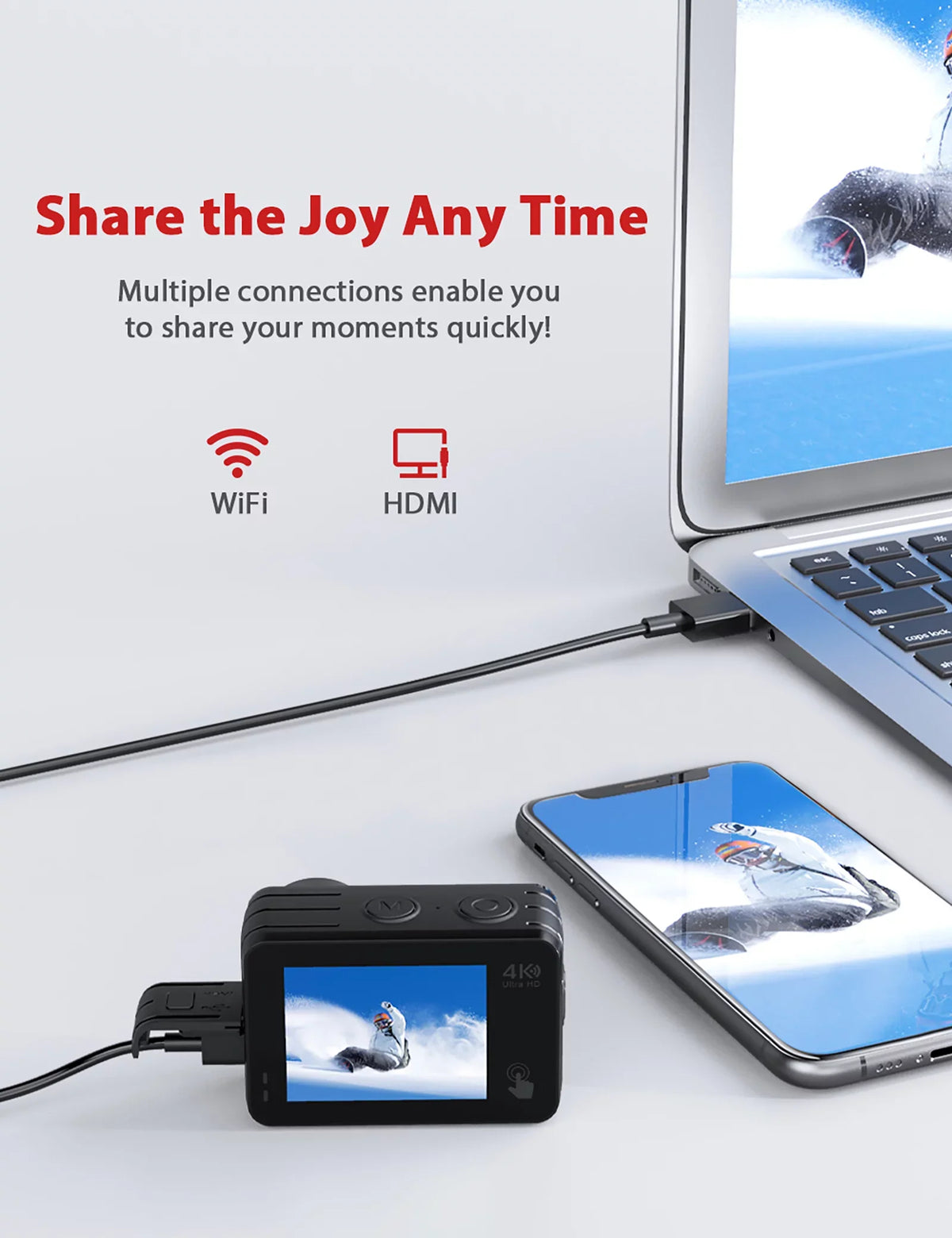Vlog 4K 170° Sport Touch Action 60FPS Camera 40M Angle Screen Underwater WF EIS Control Cam Camera 24MP Waterproof Wide with Camera Remote