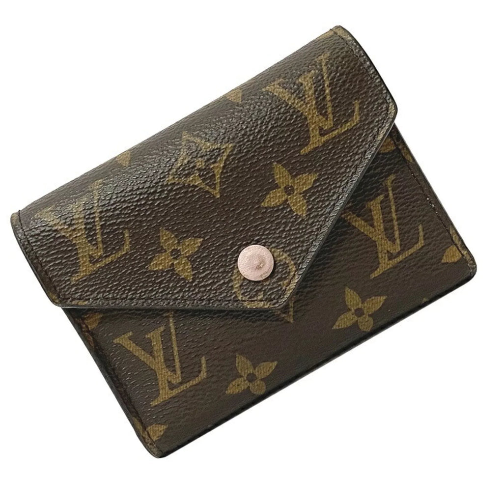 Rose (Good) NZ3119 Trifold Victorine Brown LOUIS Pink Monogram Pre-Owned M62360 Wallet Portefeuille VUITTON Ladies Ballerine