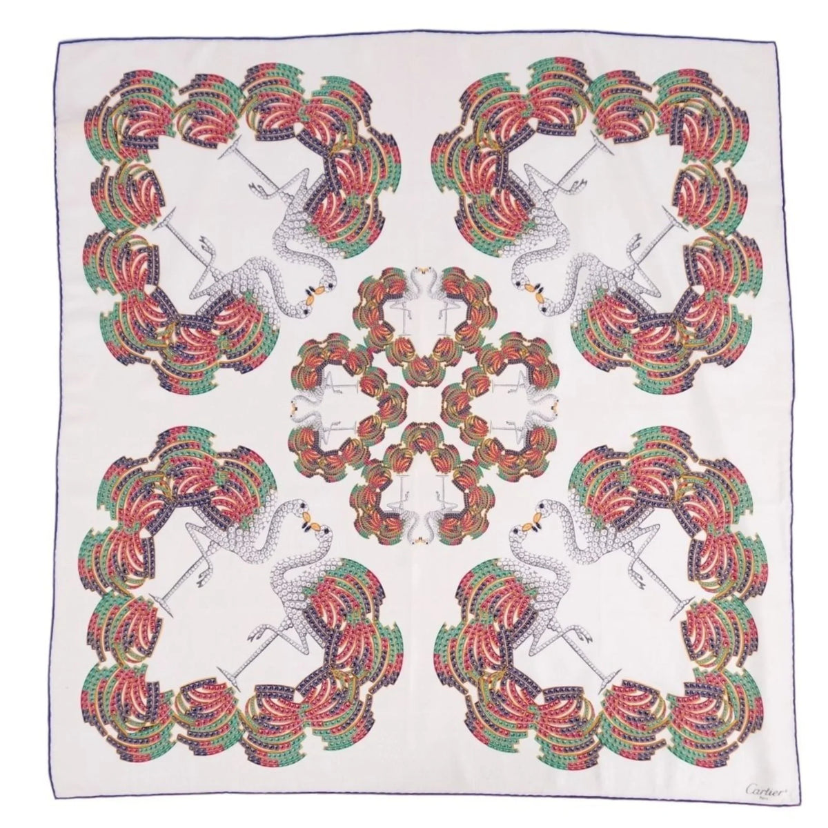 Silk 100% Multicolor Cartier Muffler Women's Scarf (Good) Pre-Owned